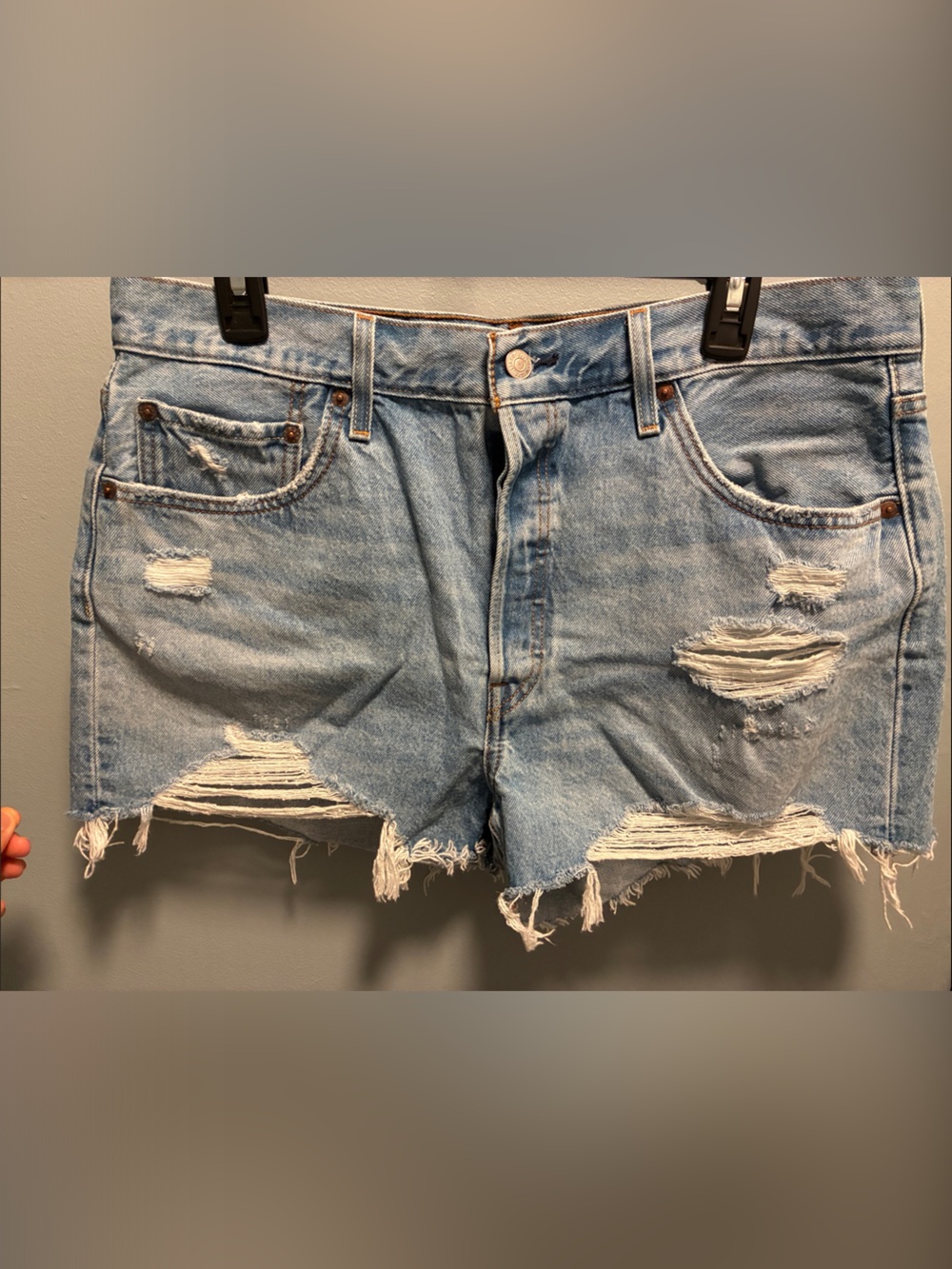 Levi's Light Blue Distressed Denim Cutoff Shorts